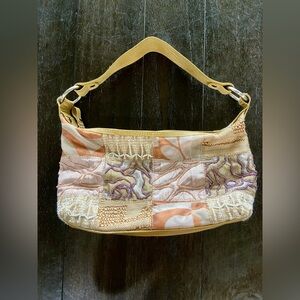 Vintage 1990s Beaded Patchwork Shoulder Bag in Cream and Peach/Coastal Cowgirl 🤠